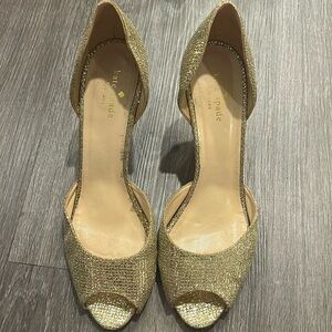 Kate Spade Gold Sparkly Pump Heels Size 10B Made in Italy